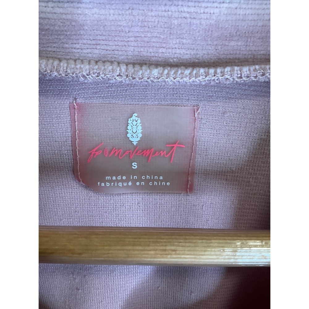 Free People Movement Friday‎ Love Sweatshirt Pink Velour Crop 1/4 Zip Stripes S - Picture 5 of 7